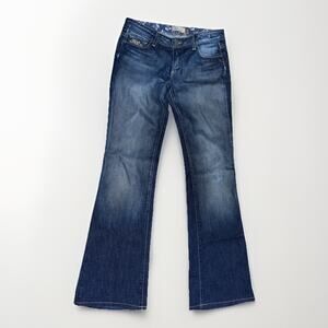 Y2K Paige Hollywood Hills Bootcut Jeans Women's Sz 28 Blue Med Wash Embroidery